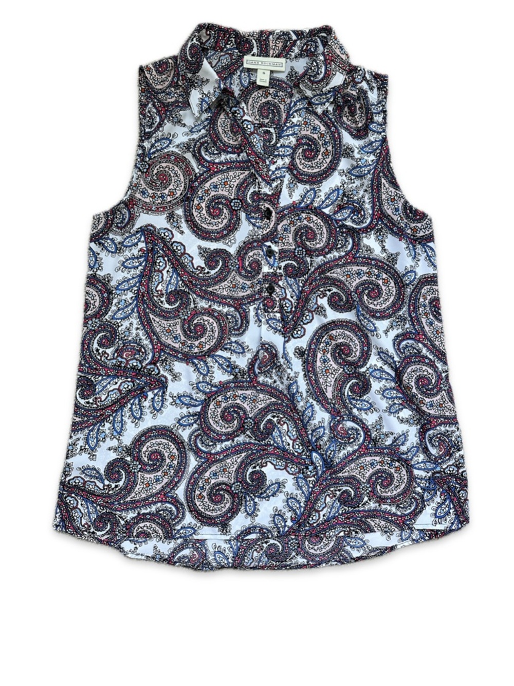 EUC Dana Buchman Paisley Sleeveless Button-Front Sleeveless Tunic